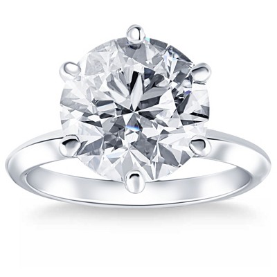 Pompeii3 Certified 6Ct Solitaire Diamond Engagement Ring 14k White Gold Lab Created - Size 6.5