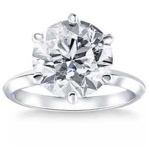 Pompeii3 Certified 6Ct Solitaire Diamond Engagement Ring 14k White Gold Lab Created - Size 6.5 - 1 of 4