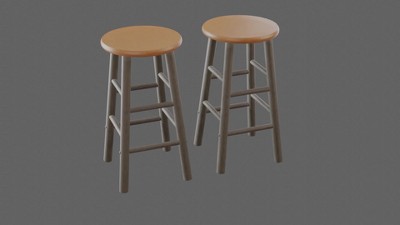 24" Gray and Teak Backless Wood Counter Stools Set