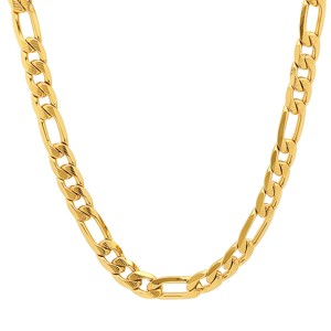 Steeltime Men's stainless steel accented 8mm figaro chain link necklace. Color Options: Silver, Gold - 1 of 4