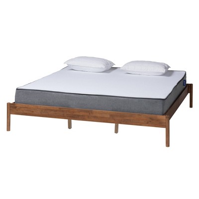 Agatis Wood Bed Frame Ash Walnut - Baxton Studio