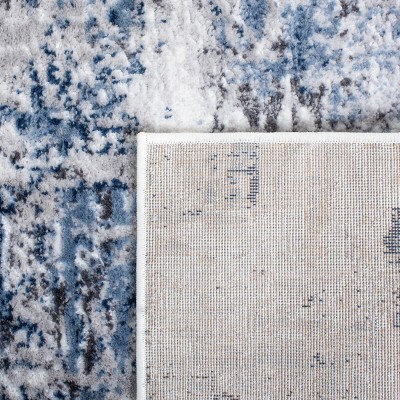 Amelia Grey and Light Blue Abstract Synthetic Area Rug