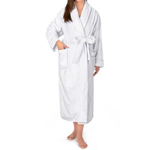 PAVILIA Fleece Robe For Women, Plush Warm Bathrobe, Fluffy Soft Spa Long Lightweight Fuzzy Cozy, Satin Trim - 1 of 4