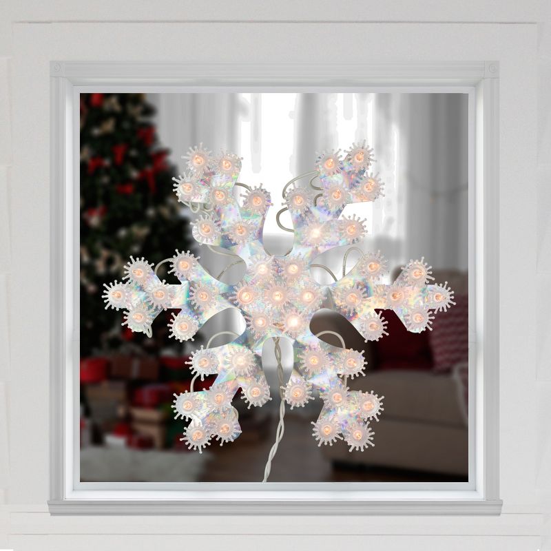 Northlight 12" Lighted Holographic Snowflake Christmas Window Decoration, 2 of 5