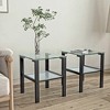 2 PCS Square Glass Side Table, Modern Two Layer End Table Set of 2 with Tempered Glass Tabletop, Tea Table - 2 of 4