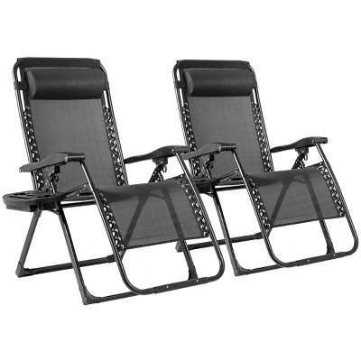 Costway Set Of 2 Zero Gravity Chair Oversize Lounge Folding Recliner ...