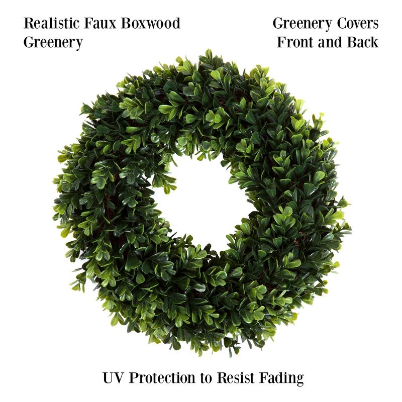 Nature Spring UV-Resistant Artificial Boxwood Wreath - 12", 4 of 8