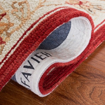 Chelsea Red and Ivory Hand-Hooked Wool Area Rug