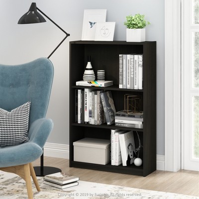 Espresso 3-Tier Adjustable Wood Shelf Bookcase