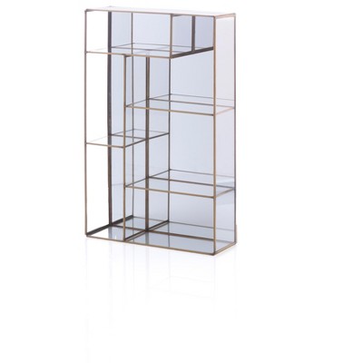 Wallace Mirrored Wall Display  - Gold - Shiraleah