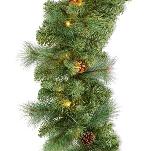 Best Choice Products 9ft Pre-Lit Pre-Decorated Garland w/ PVC Branch Tips, 50 Lights, Pine Cones, Berries - 1 of 4