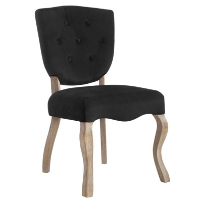 Elegant Noir Velvet & Weathered Wood Dining Chair