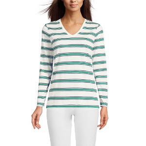Lands' End Women's Relaxed Supima Cotton Long Sleeve V-Neck T-Shirt - 1 of 3