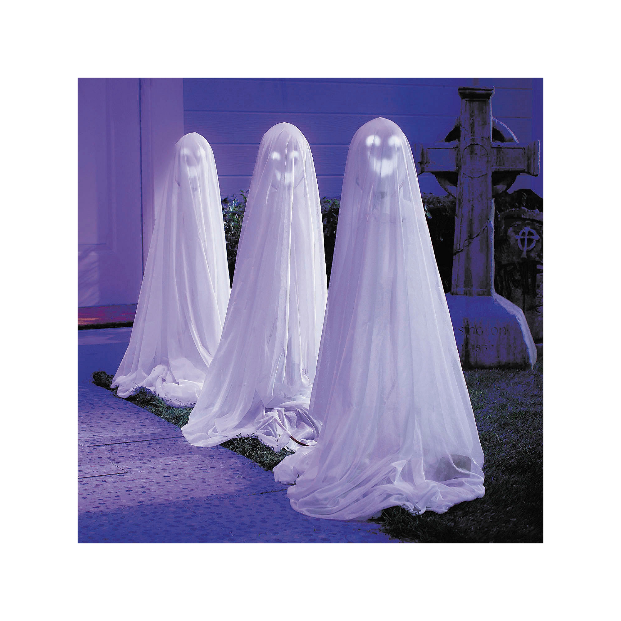 ATC Halloween White Ghosts Talking Light-Up Set of 3 - White
