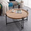 GDFStudio Lavonia Farmhouse Fir Wood and Iron Round Coffee Table - 3 of 4