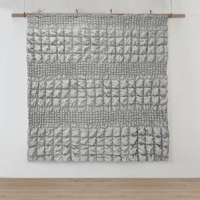 Gray Full Microfiber Ruched Comforter Set