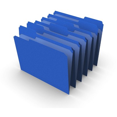 HITOUCH BUSINESS SERVICES Reinforced File Folder 1/3 Cut Letter Size Blue 100/Box TR508911/508911