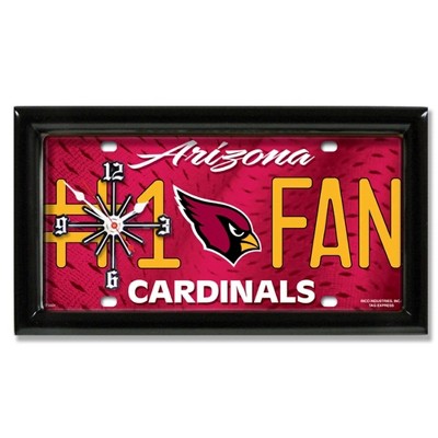 NFL Wall/Desk Analog Clock, #1 Fan with Team Logo - Arizona Cardinals
