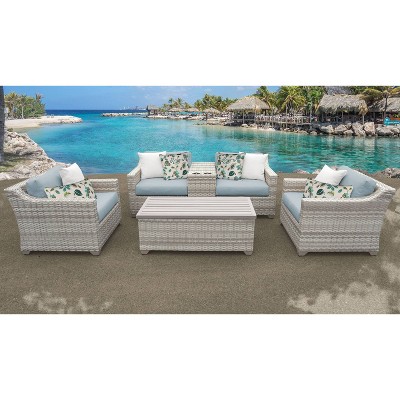 Fairmont 6pc Patio Seating Set with Cushions - Spa - TK Classics