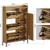 3 Tier Shoe Cabinet with Natural Rattan Flip Drawers, Free Standing Shoe Storage Organizer with Adjustable Shelves - 4 of 4