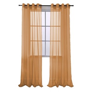 RT Designers Collection Cara Grommet Curtain Panel for Windows 54" x 84" Neon Orange - 1 of 4