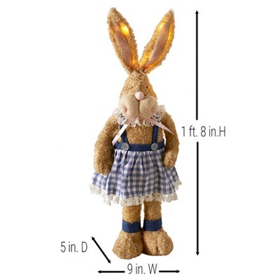 Lighted Plush Easter Bunny in Blue and White Dress