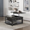 38" Wooden Lift-Top Coffee Table with Storage Drawer, Open Shelves and Casters for Living Room - 2 of 4