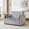 TiramisuBest Grey Velvet Loveseat Sleeper Sofa Bed with Side Table, Modular Sectional Sofa with Storage, Sideboard Buffet Style Design for L - 2 of 4