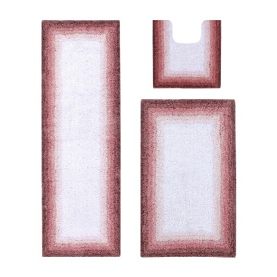 Torrent Collection 3 Piece 100% Soft Cotton Tufted Weave Bath Rug Set, Ombre Pattern, Super Soft & Absorbent, Machine Washable Bathroom Mats