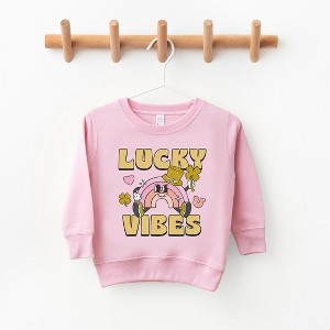 The Juniper Shop Lucky Vibes Cartoon Rainbow Toddler Graphic Sweatshirt - 1 of 3