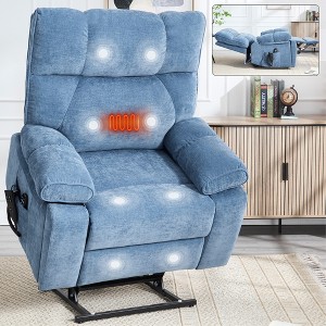 FONTOI Large Size Accent Chair with Dual Side Pockets&Hidden Cup Holders, Recliner Chair with Comfortable Back&Arms, Blue, 36.62"*42.13"*40.56" - 1 of 4