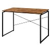 Vynxaria Oak Black Desk with Metal Sled Legs Contemporary Base Design Writing Table for Home Office - 4 of 4