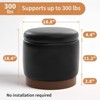 Bekrvio Swivel Storage Ottoman,Acacia Wood Wood Frame, Leather Upholstered Round Footstool, Hidden Storage Pouf for Living Room - 4 of 4