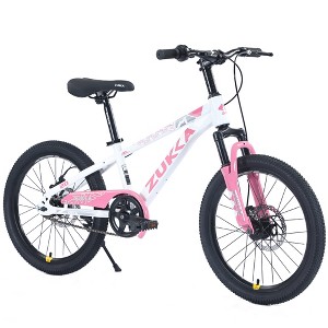 Vynxaria 20-Inch Balance Bikes - White and Pink Mountain Bike for Kids Ages 7-10, Multiple Colors - 1 of 4