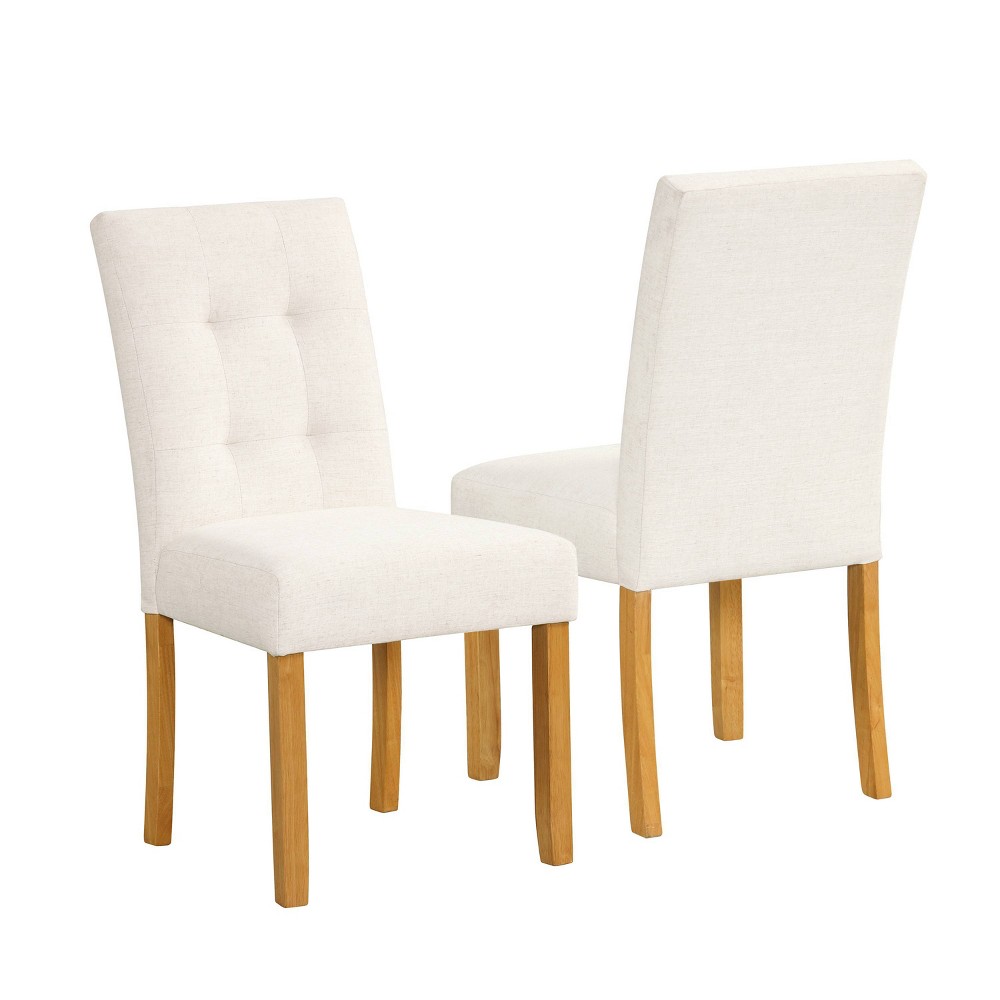 HomePop Set of 2 Tufted Back Dining Chairs Cream