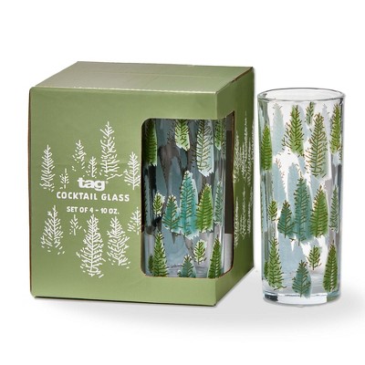 tag Aspen Multicolor 10oz Drinking Glasses - Dishwasher Safe Bar Drinkware - Perfect for Christmas Celebrations