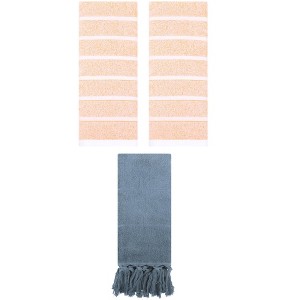REGALWOVEN 3 Packs Striped and Solid Absorbent Soft Cotton Hand Towel for Bathroom - 1 of 4