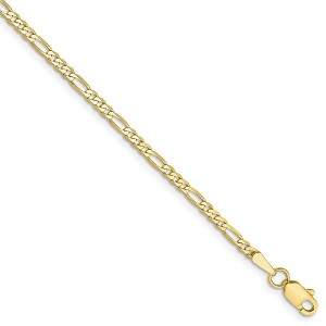 Black Bow Jewelry 2.2mm, 10k Yellow Gold, Solid Concave Figaro Chain Bracelet - 1 of 4
