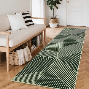 Modern Geometric Area Rug Washable Rug with Non Slip Rubber Backing Soft Non Shedding Carpet, Indoor Low Pile Thin Foldable Mat - 1 of 4