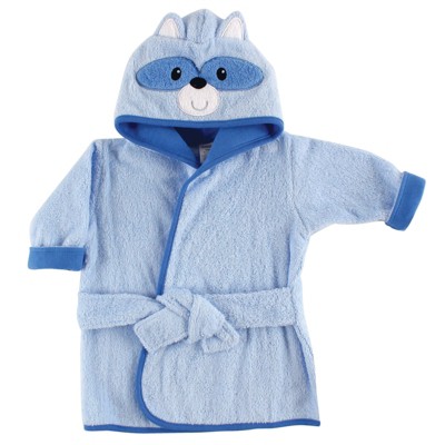 Luvable Friends Baby Boy Cotton Animal Face Bathrobe, Raccoon, One Size