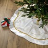 Northlight 48" White and Gold Glitter Poinsettia Scalloped Christmas Tree Skirt - 2 of 4