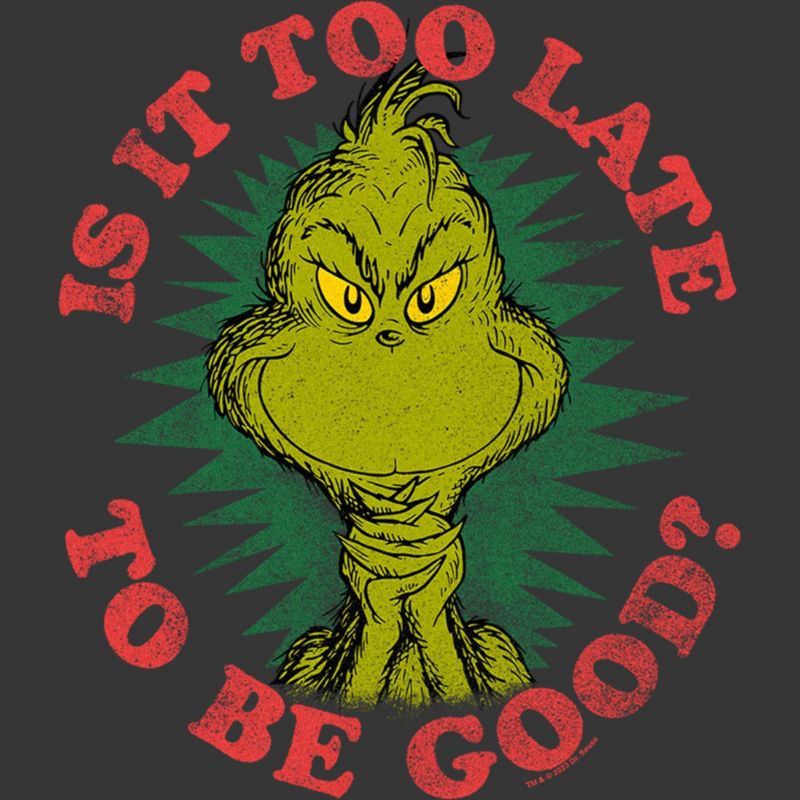 Boy's Dr. Seuss Christmas The Grinch Is it too Late T-Shirt, 2 of 6