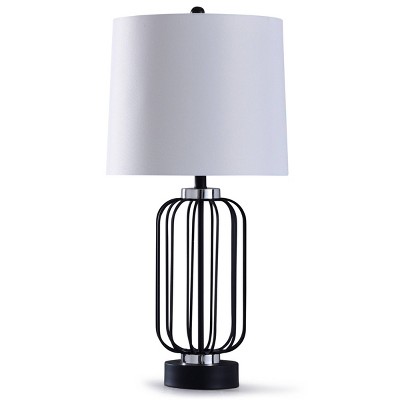 Dayton Caged Wire Table Lamp with Tapered Drum Shade Black - StyleCraft