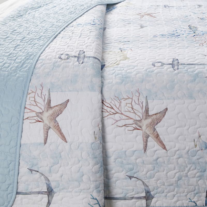 Ocean Breeze 3pc Quilt and Sham Embroidered Soft and Luxurious Set by Sweet Home Collection™, 4 of 7
