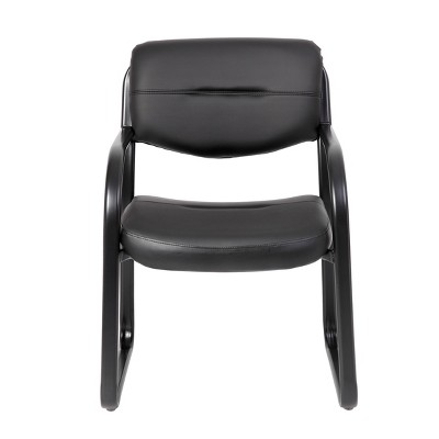 Elegant Black LeatherPlus Guest Chair with Metal Sled Base