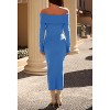 Women's 2025 Fall Off-Shoulder Bodycon Sweater Dress - Elegant Long Sleeve Midi/Maxi Dress for Club, Party & Formal Occasions Lakeblue - 4 of 4
