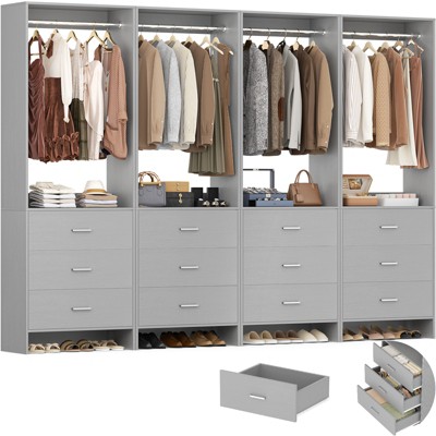 Aheaplus 24'' Freestanding Closet Organizer System with Hanging Rods and Drawers
