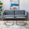 HomeRoots Set of Two Silver and Bronze Mirrored Glass and Steel Square Abstract Bunching Coffee Tables - 2 of 4