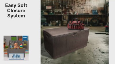 Driftwood Gray Lockable Resin Wicker Deck Box, 99 Gallon