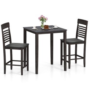 Tangkula 3 PCS Counter-Height Dining Table Set for 2 Square Kitchen Table & 2 Bar Chairs - 1 of 4
